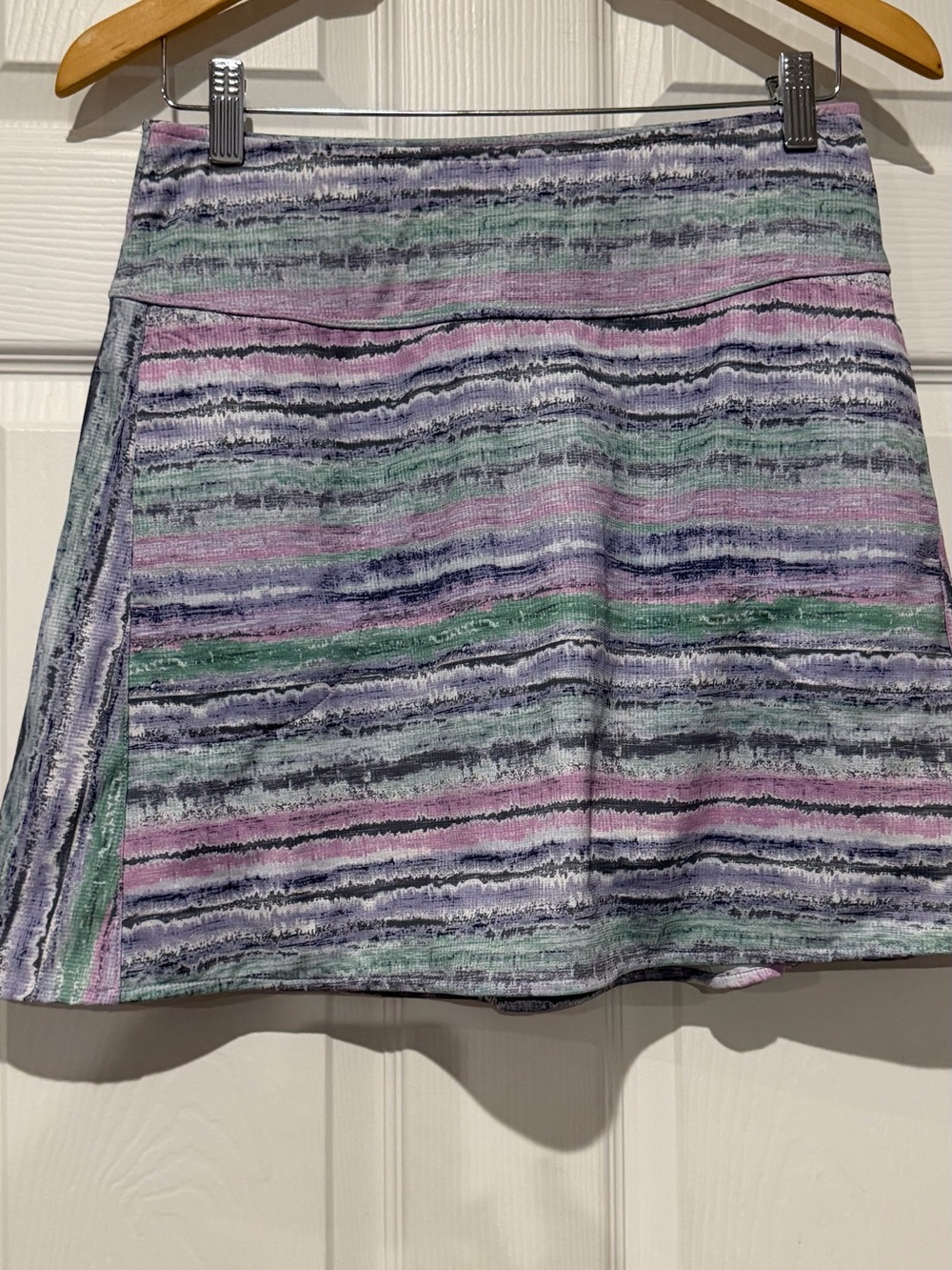 Striped Pastel A-Line Skirt — Purple, Green & Pink